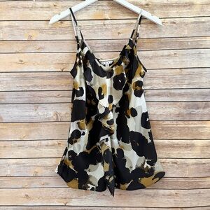 CAbi Ingenue Cami Women’s Size Small Animal Print Ruffle Front Style 174